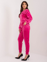 Hurt Fuksjowy damski komplet welurowy ze spodniami