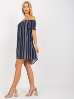 Granatowa wiskozowa sukienka hiszpanka w paski FRESH MADE