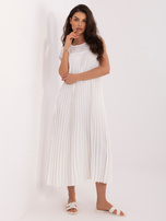 Ecru koktajlowa sukienka z plisowaniem RUE PARIS