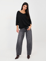 Black basic blouse with 3/4 sleeves RUE PARIS.