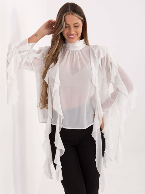 Ecru wizytowa bluzka z golfem