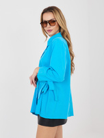 Niebieska sztruksowa koszula z wiązaniem RUE PARIS 