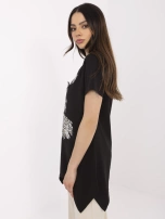 Czarna damska bluzka ze zwierzęcym nadrukiem