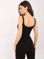 Czarny krótki top z guzikami przy dekolcie