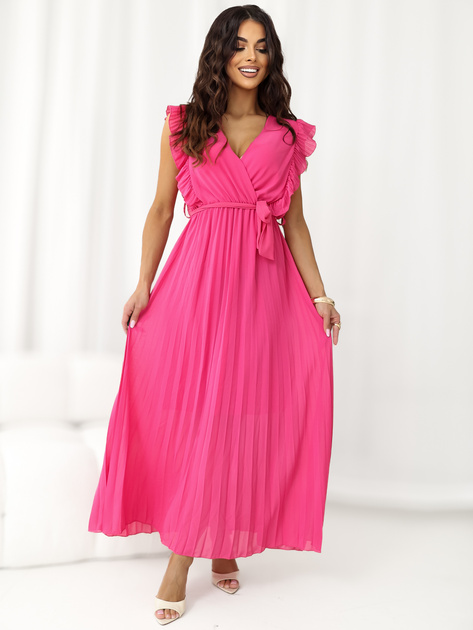 Ciemnoróżowa letnia sukienka z kopertowym dekoltem RUE PARIS