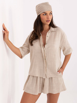 Beżowy letni komplet z koszulą OCH BELLA