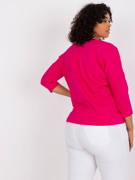 Fuksjowa bluzka plus size z printem Vickey