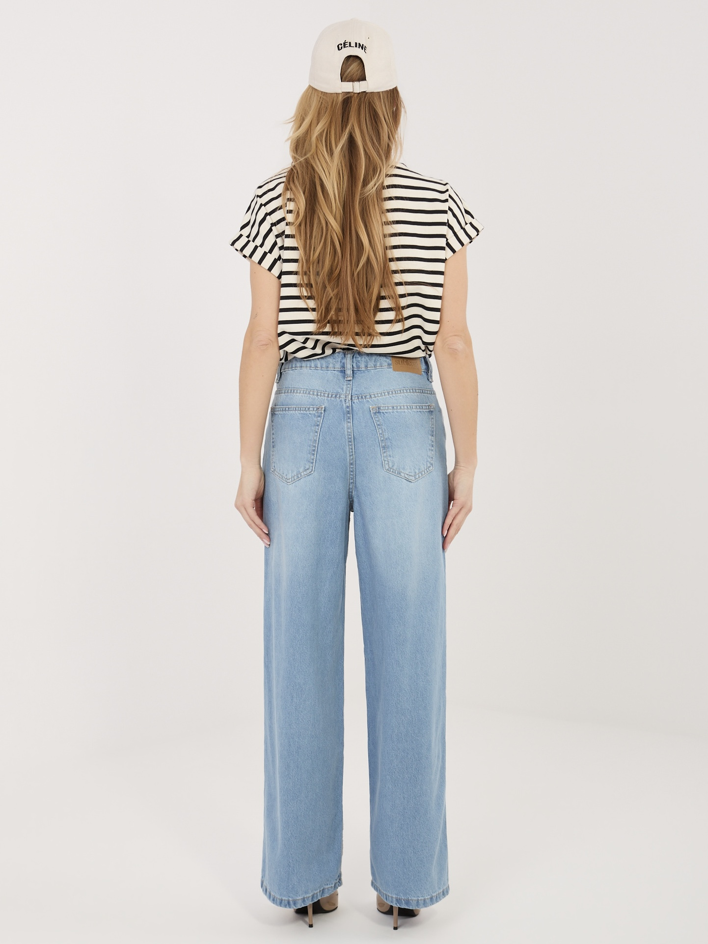 Niebieskie jeansy wide leg z wiązaniem SUBLEVEL 