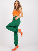 Ciemnozielone spodnie dresowe z kieszeniami Julia