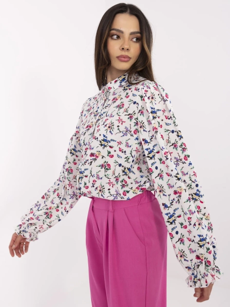 Biała elegancka koszula z bufiastym rękawem