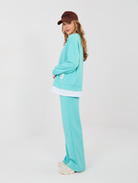 Miętowy dresowy komplet z prostymi spodniami RUE PARIS 