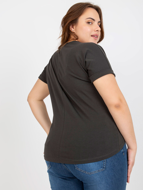 Khaki t-shirt plus size z krótkim rękawem