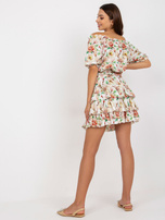 Biało-bordowy damski komplet letni w kwiaty