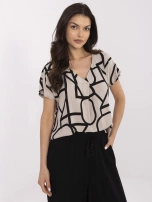 Beżowa damska bluzka z nadrukiem SUBLEVEL