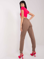 Hurt Brązowe spodnie dresowe z wysokim stanem