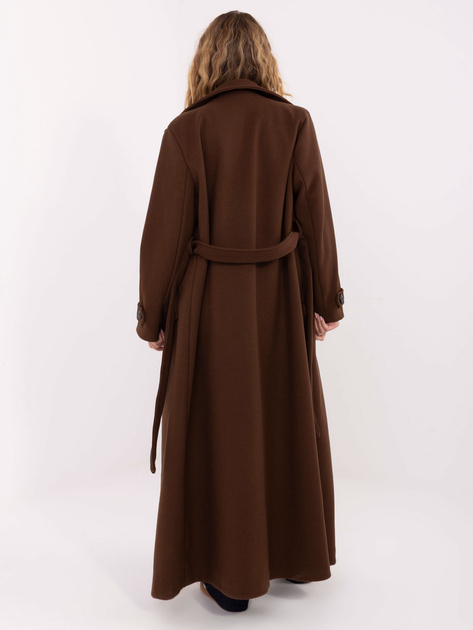 Brązowy elegancki płaszcz z dwurzędowym zapięciem