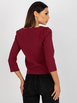 Hurtownia Bordowa krótka bluzka wizytowa z koronką