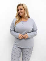Szara damska piżama plus size z bawełny