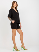 Hurtownia Czarny letni komplet dresowy z szortami