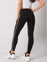 Czarno-złote legginsy z lampasami Akemi RUE PARIS