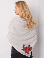 Szara chusta z kwiatowymi naszywkami