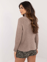 Hurt Ciemnobeżowy sweter golf w jednolitym kolorze