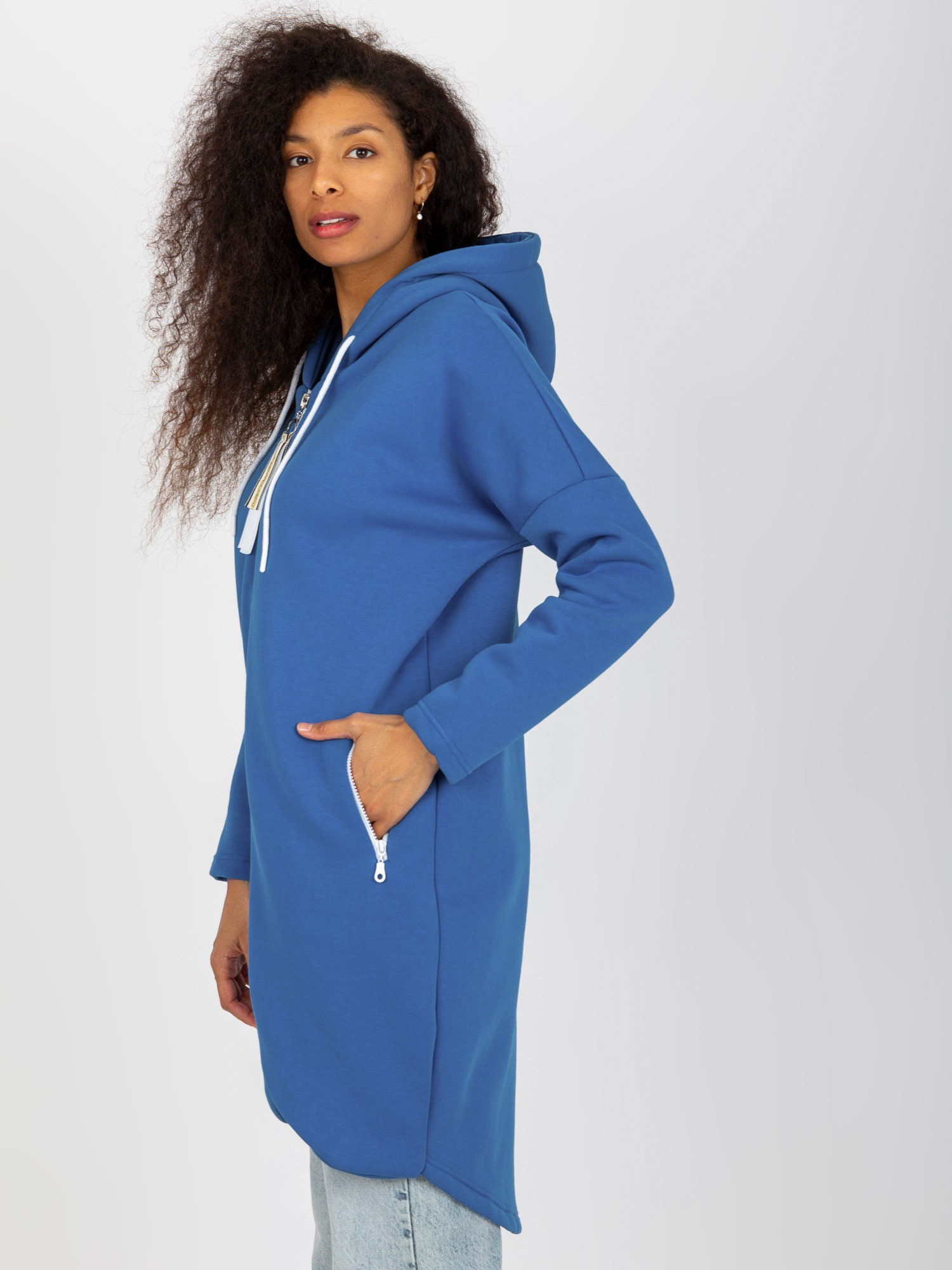 Ciemnoniebieska długa bluza basic z kieszeniami Stunning