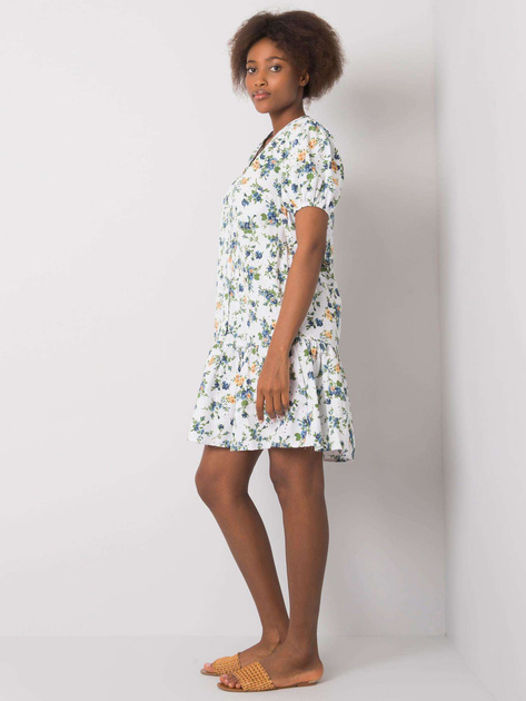 Biała sukienka z falbaną Cassadie RUE PARIS