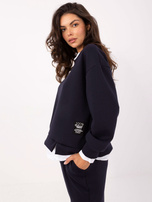 Granatowy przyjemny w dotyku komplet damski