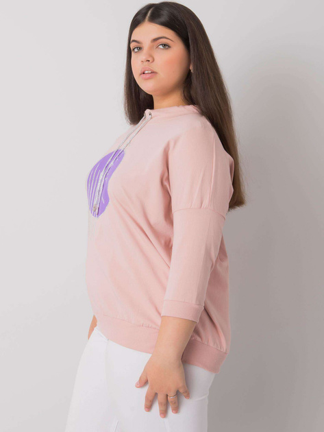 Brudnoróżowa bluzka plus size z aplikacją Bella