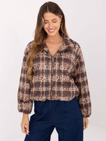 Beżowo-brązowa zamszowa kurtka z kołnierzem RUE PARIS 