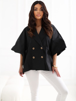 Czarny płaszcz oversize z krótkimi rękawami RUE PARIS 