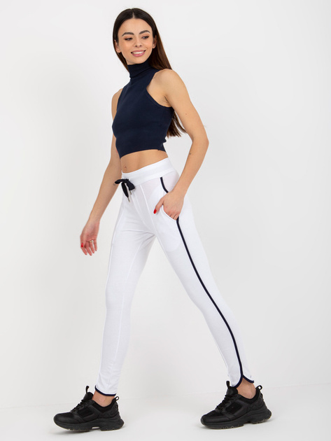 Hurt Białe dresowe spodnie basic z rozcięciem RUE PARIS