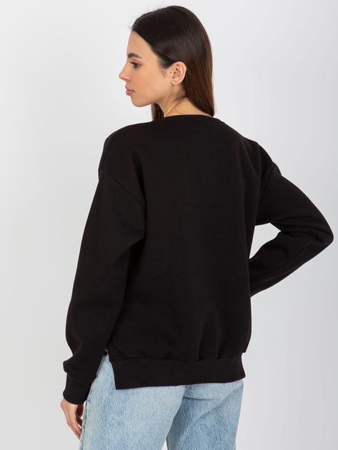 Hurt Czarna dresowa bluza kangurka z aplikacją i misiem