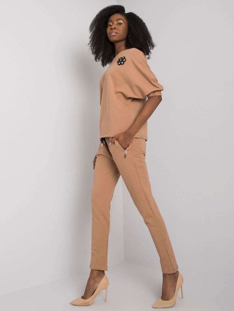 Camelowy komplet bawełniany z aplikacją Jane RUE PARIS