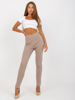 Hurtownia Ciemnobeżowe legginsy basic z suwakiem RUE PARIS