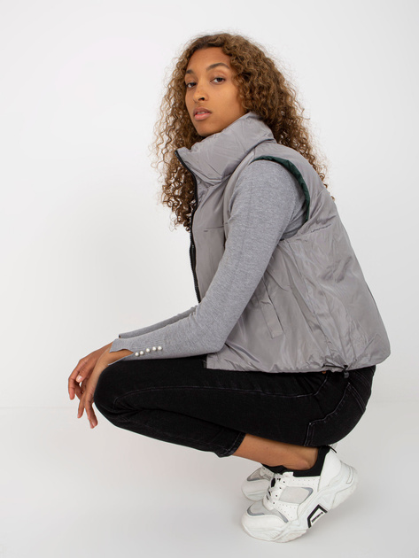 Hurtownia online Ciemnozielona pikowana kamizelka puchowa