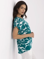 Ciemnozielona bluzka z roślinnym motywem SUBLEVEL