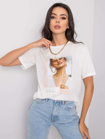 Weißes Damen T-Shirt aus Baumwolle Lynda.