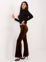 Brązowe imprezowe spodnie z dżetami 