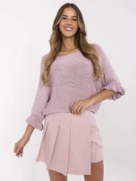 Brudnoróżowe damskie spódnico-szorty z plisowaniem