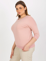 Hurt Light pink plus size blouse with print and 3/4 sleeve.