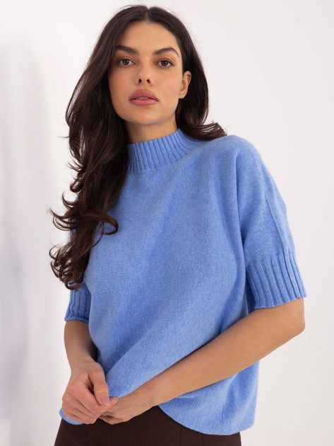 Niebieski damski sweter ze ściągaczami