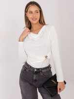 Ecru drapowana bluzka z lejącym dekoltem