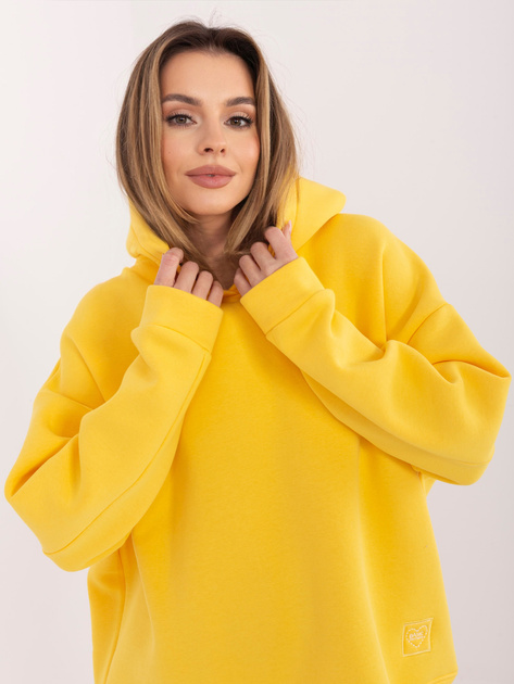 Żółta dresowa bluza basic z ociepleniem RUE PARIS