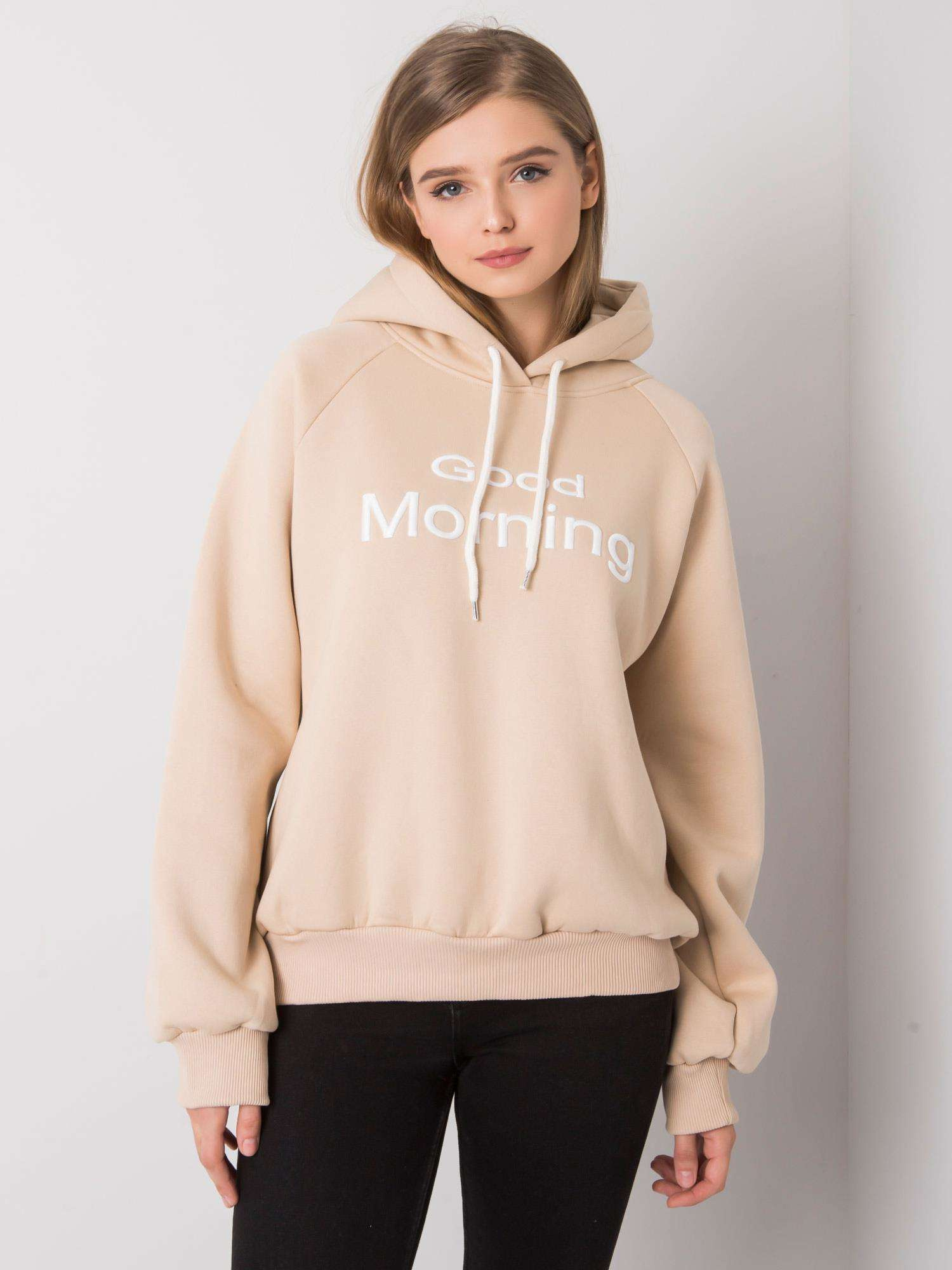 Beige zateplená oversized mikina s kapucí Alice.