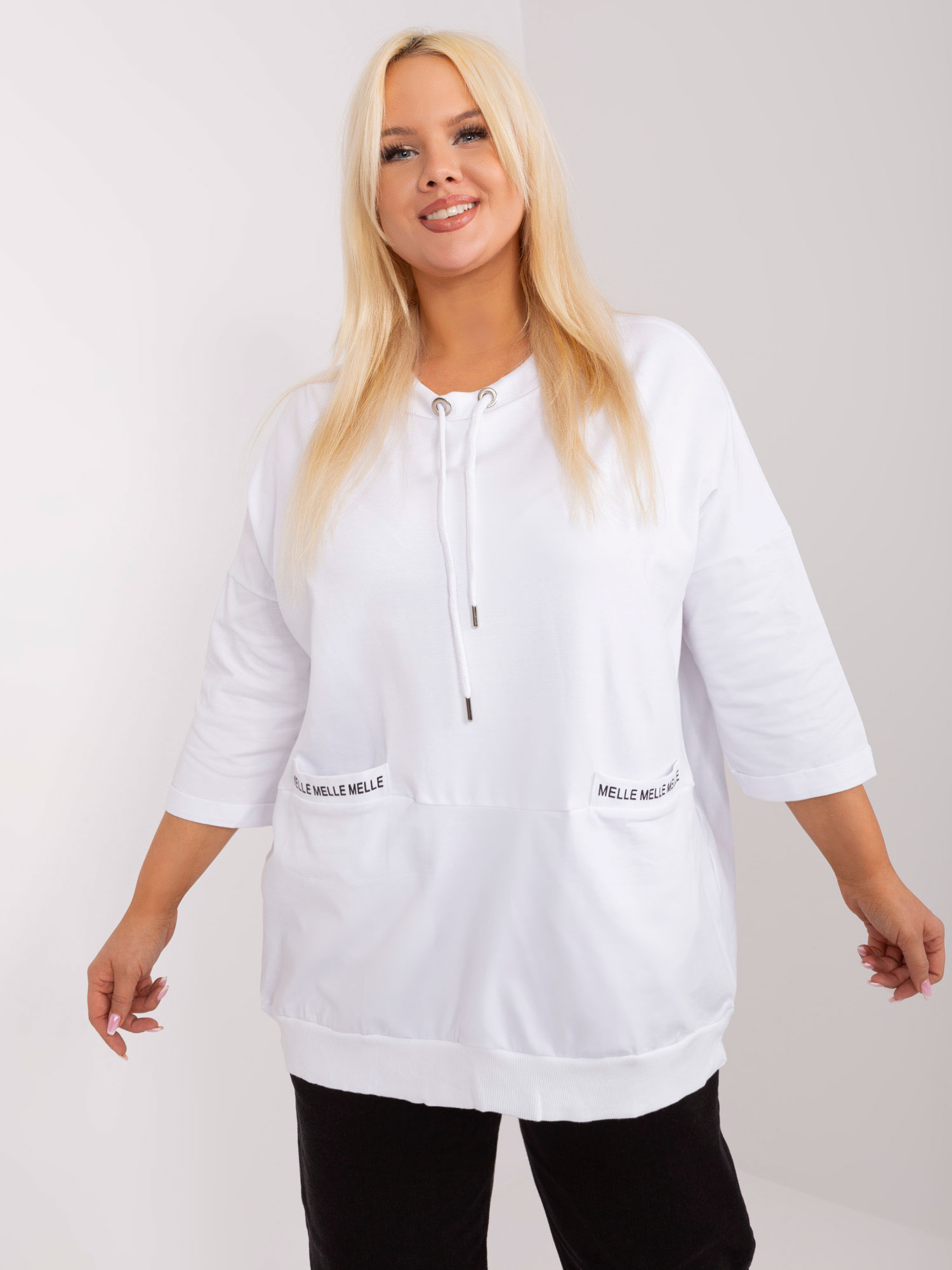 Hurt Biała casualowa bluzka plus size z bawełny 