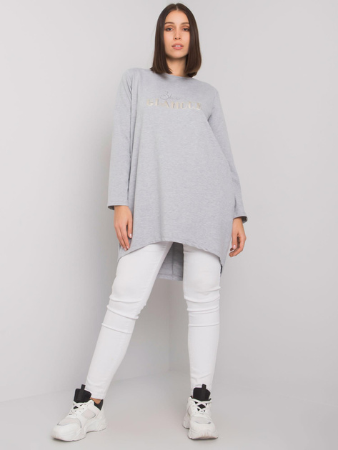 Szara melanżowa tunika plus size z kieszeniami Alexiah