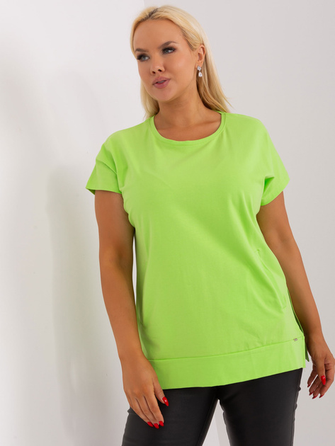Hurtownia Jasnozielona bluzka basic plus size z kieszeniami