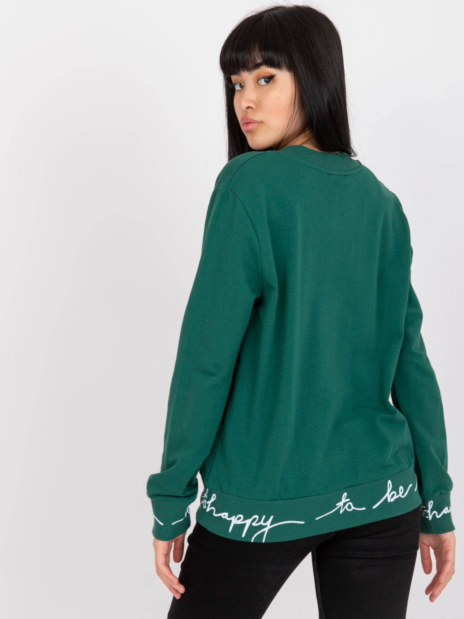 Dark Green Women's Cotton Bomber Sweatshirt 
